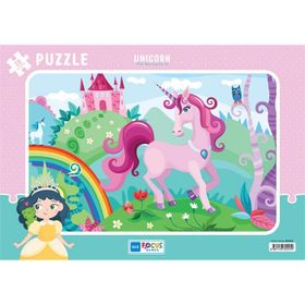 Blue Focus Tek Boynuzlu At 30 Parça Frame Kız Çocuk Puzzle
