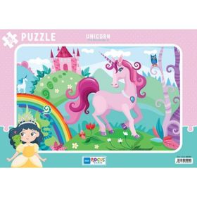 Blue Focus Tek Boynuzlu At 30 Parça Frame Kız Çocuk Puzzle