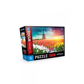 Blue Focus Tulıps And Wındmıll 1000 Parça Puzzle