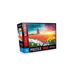 Blue Focus Tulıps And Wındmıll 1000 Parça Puzzle
