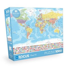 Blue Focus World Map Dünya Haritası 1000 Parça Puzzle