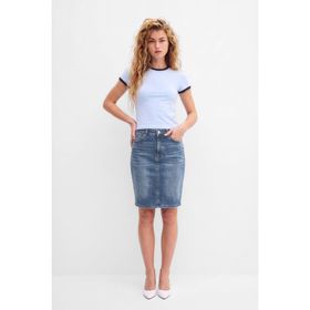 Blue White Açık Mavi Kadın Slim Fit Jean Etek