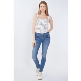 Blue White Fermuar Detaylı Kadın Jean Pantolon