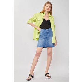 Blue White Kadın Açık Mavi Jean Midi Etek