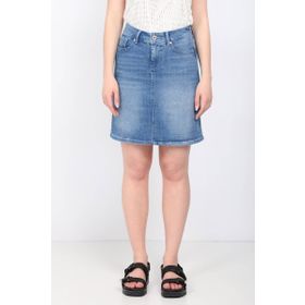 Blue White Kadın Açık Mavi Jean Midi Etek