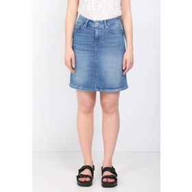 Blue White Kadın Açık Mavi Jean Midi Etek