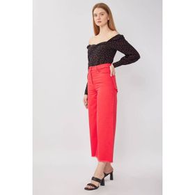 Blue White Püskül Detaylı Kırmızı Kadın Culotte Pantolon