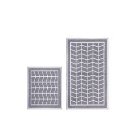Bluenity 60x100-50x60 cm Gri Baklava Doğal Pamuklu 2'li Banyo Paspas Seti