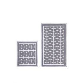 Bluenity 60x100-50x60 cm Gri Baklava Doğal Pamuklu 2'li Banyo Paspas Seti