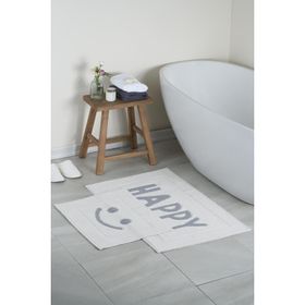 Bluenity 60x100+50x60 cm Gri Happy Doğal Pamuklu 2'li Banyo Kilim Seti