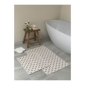 Bluenity Freya 60x100+50x60 cm Bej Doğal Pamuklu 2'li Banyo Paspas Seti