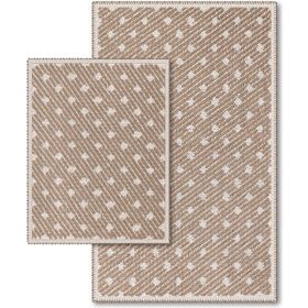 Bluenity Freya 60x100+50x60 cm Bej Doğal Pamuklu 2'li Banyo Paspas Seti