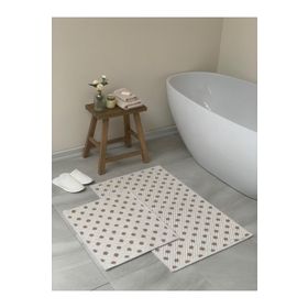 Bluenity Freya 60x100+50x60 cm Bej Doğal Pamuklu 2'li Banyo Paspas Seti