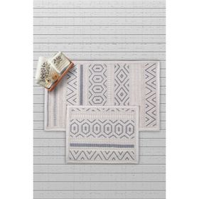 Bluenity Hat 60x100+50x60 cm Gri Doğal Pamuklu 2'li Banyo Paspas Seti