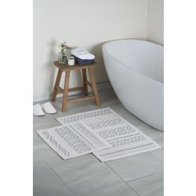 Bluenity Hat 60x100+50x60 cm Gri Doğal Pamuklu 2'li Banyo Paspas Seti