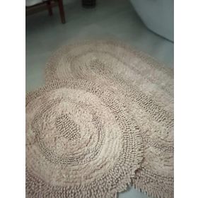 Bluenity Makaroni 60x100+50x60 cm Bej Doğal Pamuklu 2'li Banyo Paspas Seti