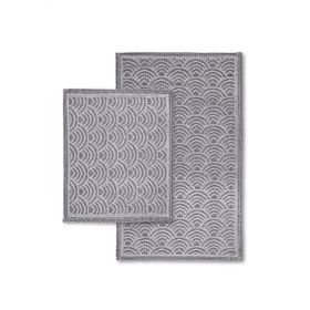 Bluenity Shell 60x100+50x60 cm Gri Doğal Pamuklu 2'li Banyo Kilim Seti