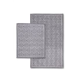 Bluenity Shell 60x100+50x60 cm Gri Doğal Pamuklu 2'li Banyo Kilim Seti