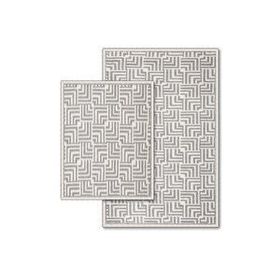 Bluenity Stol 60x100+50x60 cm Gri Doğal Pamuklu 2'li Banyo Paspas Seti