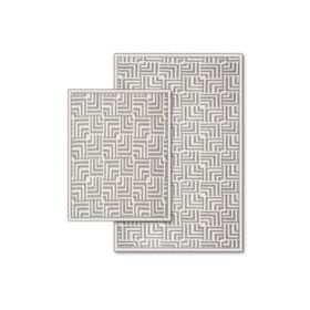 Bluenity Stol 60x100+50x60 cm Gri Doğal Pamuklu 2'li Banyo Paspas Seti