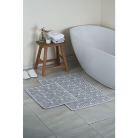 Bluenity Stol 60x100+50x60 cm Gri Doğal Pamuklu 2'li Banyo Paspas Seti