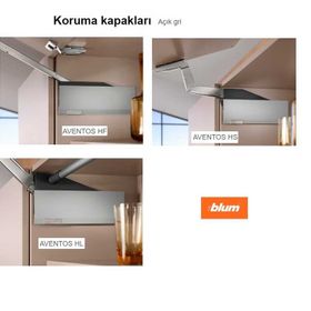 Blum 22.8001 Aventos HF/HL/HS Güç Ünitesi Gri Sol Kapak