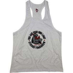 Bluu 4103 Beyaz Fitness Gym Tank Top Erkek Sporcu Atleti