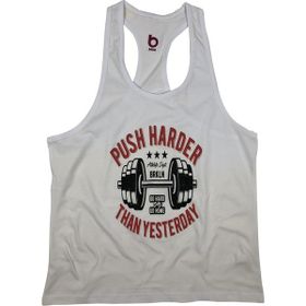 Bluu 4104 Beyaz Fitness Gym Tank Top Erkek Sporcu Atleti
