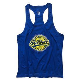 Bluu Barbell Saks Fitness Gym Tank Top Erkek Sporcu Atleti