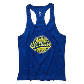 Bluu Barbell Saks Fitness Gym Tank Top Erkek Sporcu Atleti
