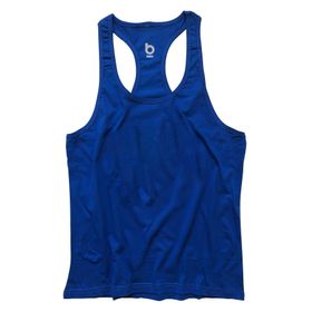 Bluu Basic Saks Fitness Gym Tank Top Erkek Sporcu Atleti