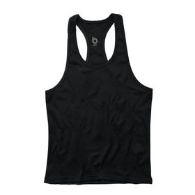 Bluu Basic Siyah Fitness Gym Tank Top Erkek Sporcu Atleti