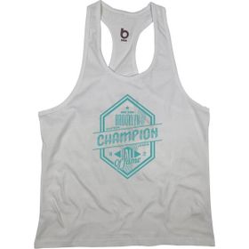 Bluu Champion Beyaz Fitness Gym Tank Top Erkek Sporcu Atleti