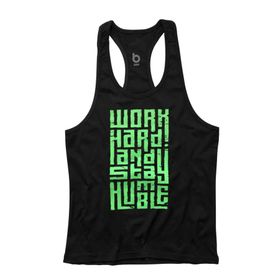 Bluu HMBLE Fitness Gym Tank Top Siyah Beyaz Baskılı Erkek Sporcu Atleti