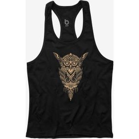 Bluu OWL Renkli Fitness Gym Tank Top Erkek Sporcu Atleti