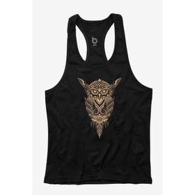 Bluu OWL Siyah Fitness Gym Tank Top Erkek Sporcu Atleti