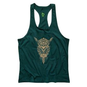 Bluu OWL Yeşil Fitness Gym Tank Top Erkek Sporcu Atleti