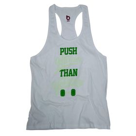 Bluu Push Beyaz Fitness Gym Tank Top Erkek Sporcu Atleti
