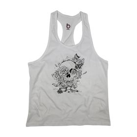 Bluu Rosess Beyaz Fitness Gym Tank Top Erkek Sporcu Atleti