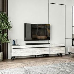 BMdekor Asil Kristal Beyaz 180 cm Tv Sehpası