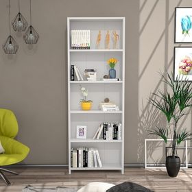 BMdekor Beyaz Lilium 5 Raflı Dekoratif Kitaplık