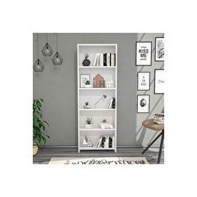 BMdekor Beyaz Lilium 5 Raflı Dekoratif Kitaplık