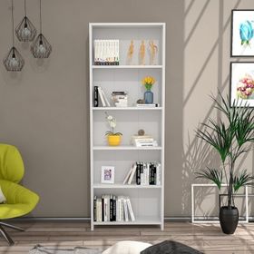 BMdekor Beyaz Lilium 5 Raflı Dekoratif Kitaplık