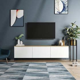 BMdekor Duvara Asma Norm Meşe Beyaz 160 cm Tv Sehpası