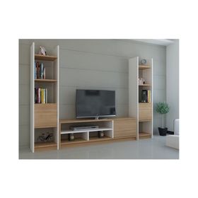BMdekor Elips Beyaz-Teak Tv Ünitesi