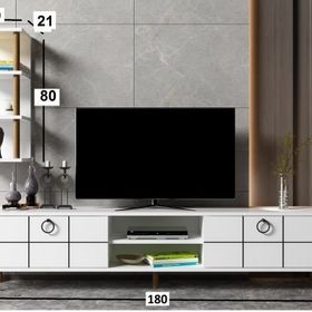 BMdekor Levista Beyaz 180 cm Tv Ünitesi