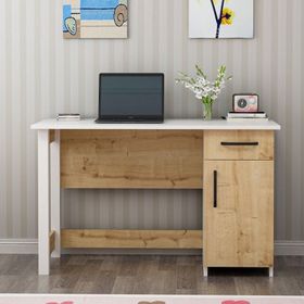 BMdekor Nest Beyaz Safir Meşe Çalışma Masası