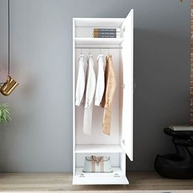 BMdekor Sunay Tek Kapak Beyaz Gardrop