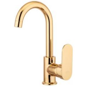 Bms 368A Mercan Kuğu Borulu Altın Lavabo Bataryası