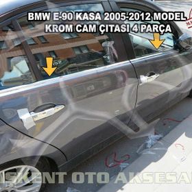 Bmw E90 2005-2012 Paslanmaz Çelik 4 Parça Krom Cam Çıtası